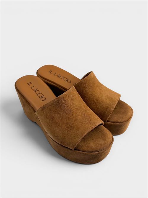 Ciabatta con zeppa in pelle crosta cuoio  IL LACCIO | 1261CROSTACLOVE
